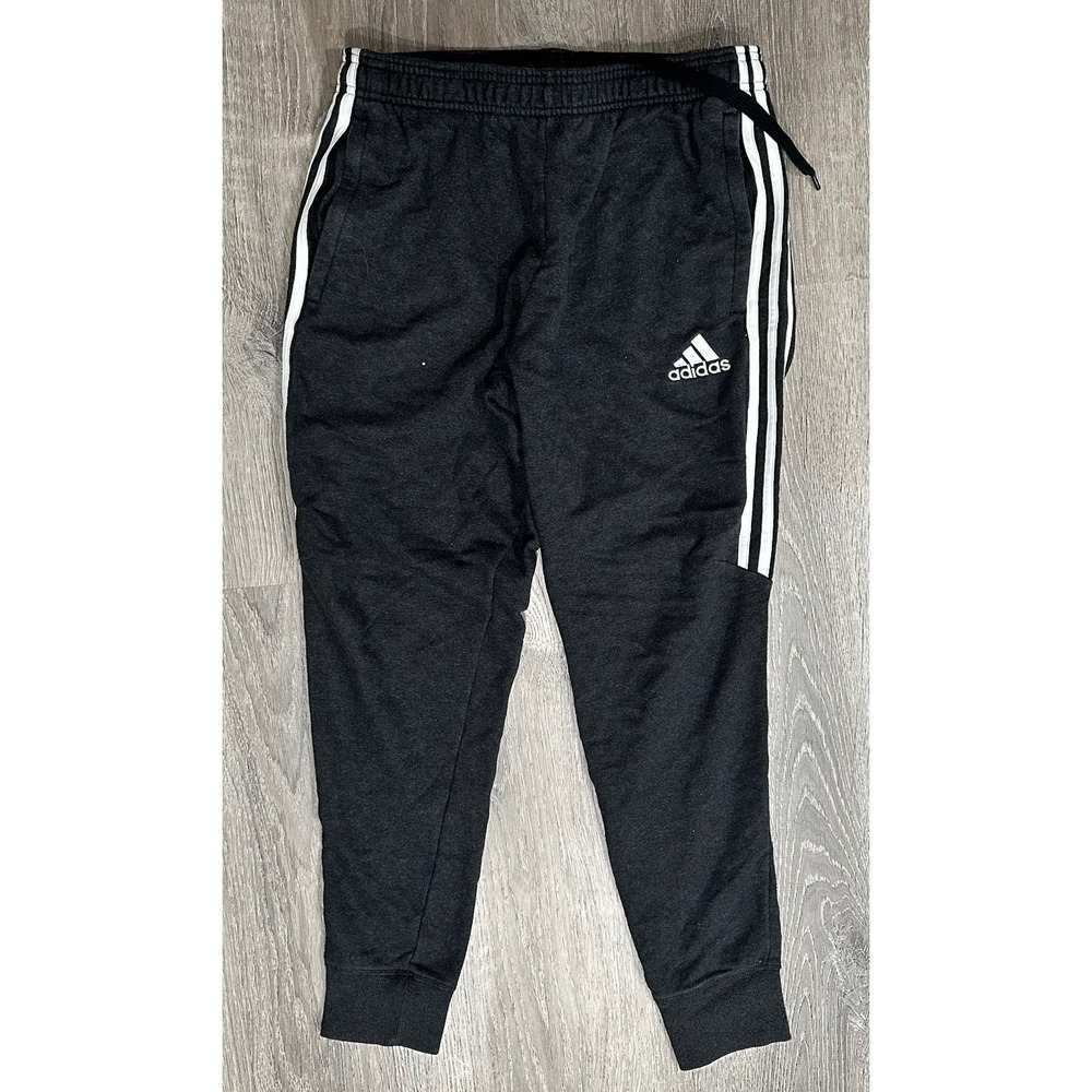 Vintage Adidas Sweatpants Men's Medium Black Athletic Taper Drawstring Sweatpant